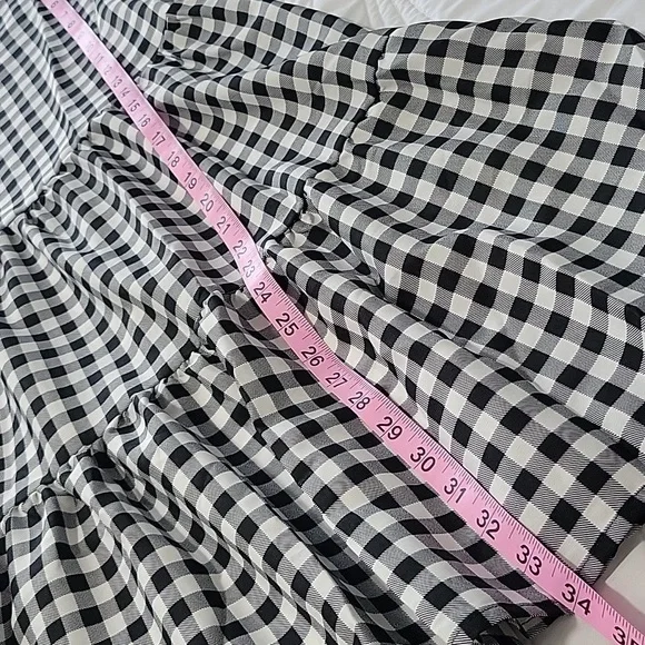 Women's V Neck Long Sleeve Plaid Printed Tunic Dress Small - Picture 10 of 10